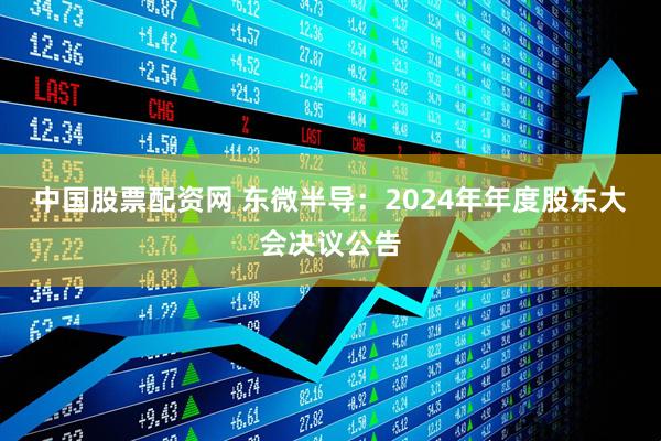 中国股票配资网 东微半导：2024年年度股东大会决议公告